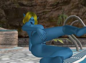 Синяя девушка на громадном члене мультфильм